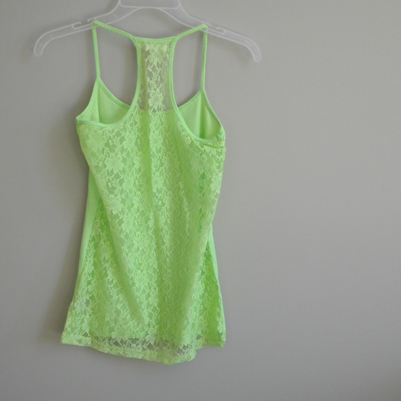 Garage Lime Green Lace Back Racerback Tank top - Picture 6 of 8
